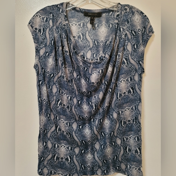 Bcbgmaxazria Blue Snakeskin Print Hera Draped Neck Sleeveless Top Size Small - Picture 1 of 12